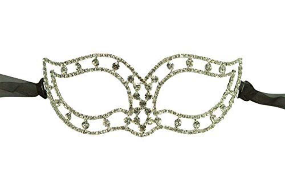 3021 Collection Clear Crystals Rhinestone Masquerade Mask, Luxury Mask 014